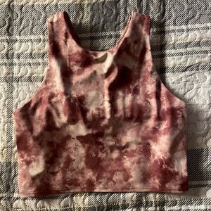 Athleta Maroon and Cream Tie-Dye Tank Top